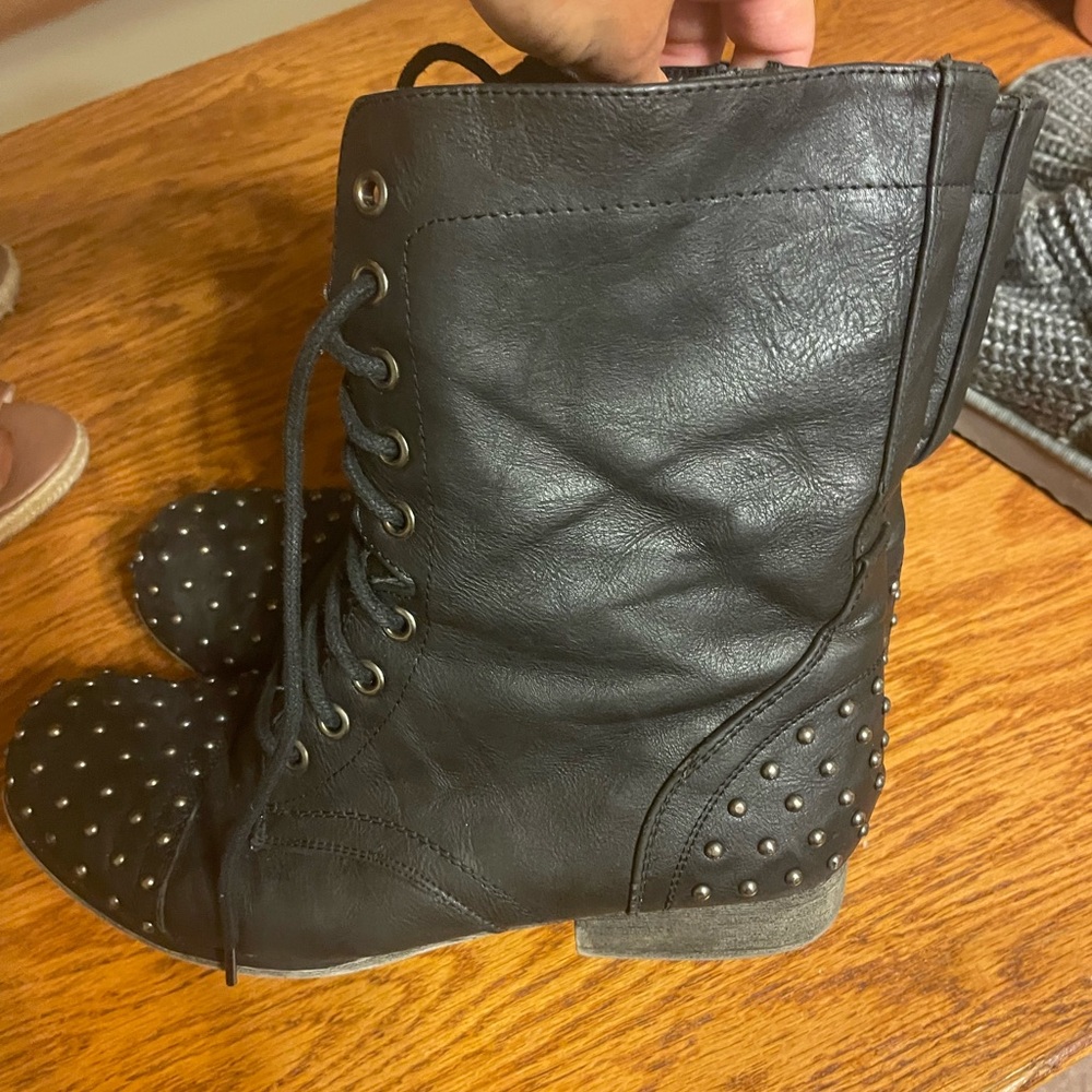 Black combat boots
